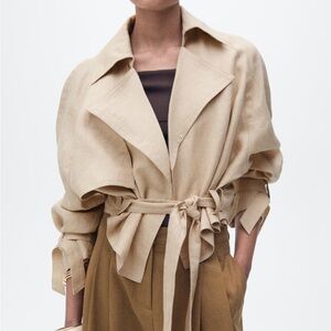 Mango Linen Jacket With Belt NWT